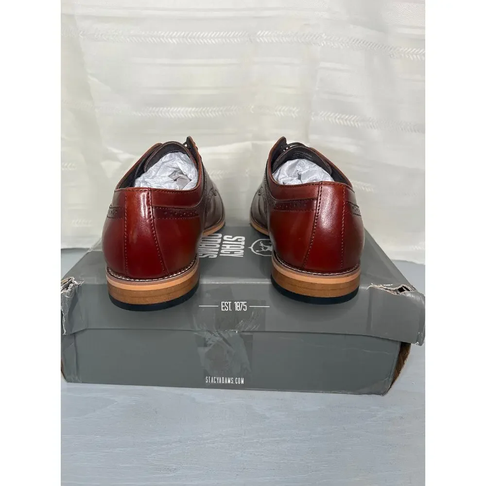 Stacy Adams Dickinson Cap Toe Oxford Cognac Mens Size 11M Dress Shoes